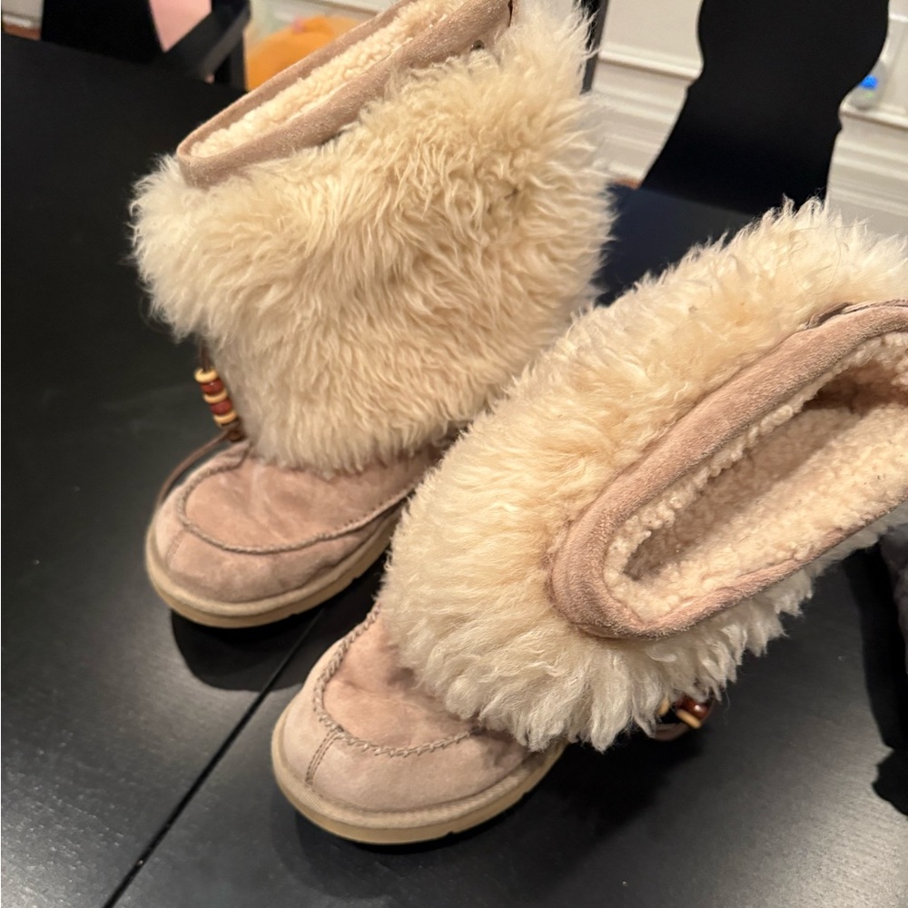 UGG Tan and Cream Fur-Lined Winter Boots